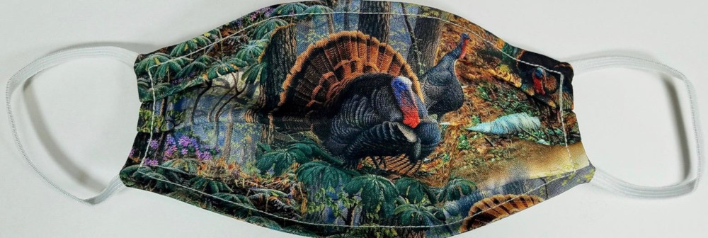 Thanksgiving Turkey themed Face Mask  Made in USA of 100% Cotton